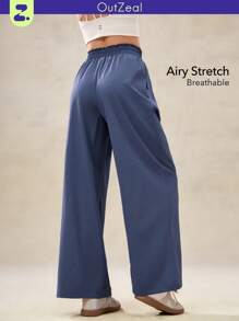 OutZeal Pantaloni a vita alta con tessuto tecnico traspirante e ad aria, leggeri come piume, con vita regolabile e gamba larga, ideali per attività estive e casual quotidiane