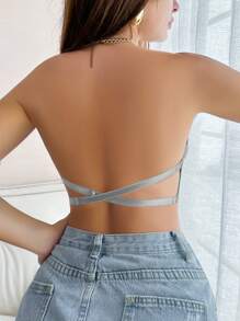 女士简约无钢圈文胸，具有聚拢、易穿脱、可变换、可调节和升降设计 - 淺灰色 - 查看 2