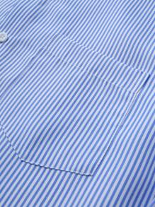 Manfinity Mode Men's Casual Single-Breasted Striped Long Sleeve Shirt, Suitable For Commuting, Business Casual Shirt, Office Shirt Men, Dress Shirt, Formal Shirt, Fall, Old Money Style - Blue - View 4