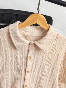 2件套男士及青少年男孩纹理图案翻领衬衫和工装短裤套装 - 彩色 - 查看 5