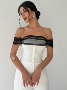 Firerie 女士优雅休闲单肩格纹印花撞色纽扣衬衫，适合通勤、日常穿着、音乐节、度假