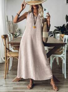 Plus Size Women Minimalist Commuting Long Dress