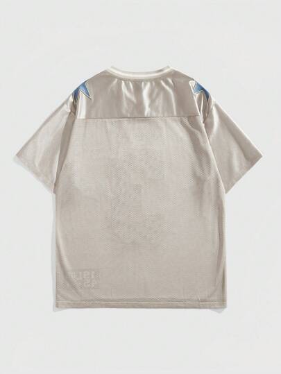 Prep Men's Jersey V-Neck Short Sleeve T-Shirt, Fashionable For Summer