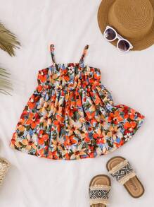 Babygirl Floral Print Mom And Me Matching Dress Vacation Outfits, Summer