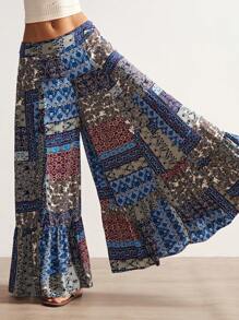 Bohemela Woven Printed Loose Wide Leg Women Pants,Bohemian Clothes