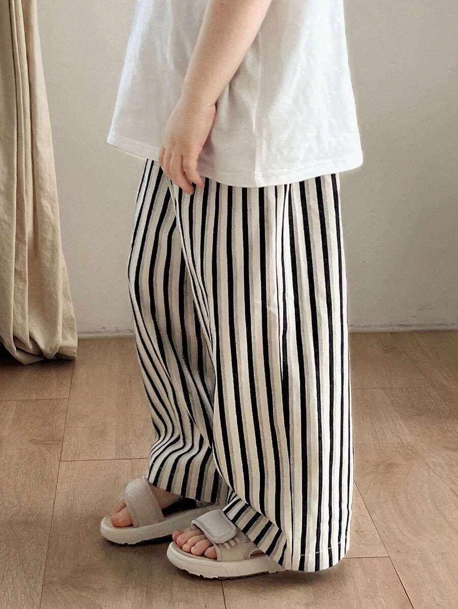 Hapijoa 男童条纹休闲裤，春夏 - 黑與白 - 查看 1