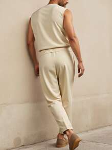 Manfinity RSRT 男士纯色腰部打结口袋阔腿无袖连体裤