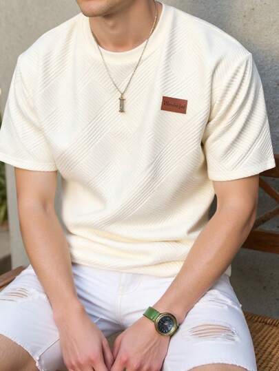 SHEIN Camiseta de manga corta de cuello redondo cómoda, sencilla y práctica, de tela suave y confortable, diseño versátil y casual para adolescentes, adecuada para otoño, primavera y verano, para uso diario, actividades al aire libre, deporte, escuela, calle, fiestas y ocio en casa