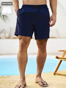 Surfspeed Pantalonetas de playa de unicolor para hombre, de moda para el verano - Azul y blanco - Ver 6