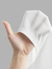 SHEIN Essnce Áo thun hở lưng màu trắng cỡ lớn thời trang xuân hè thoải mái, thoáng khí, nhẹ nhàng, mát mẻ, mặc hàng ngày, áo thun dễ thương, trang phục dạo phố, áo đi chơi, trở lại trường, áo trắng - trắng - Xem 5