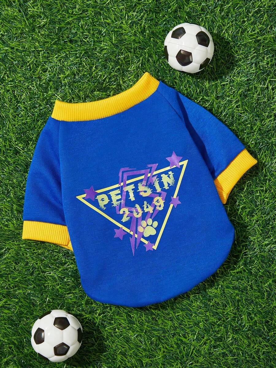 1pc Spring/Summer Casual Minimalist College Style Pet Cat Dog Hoodie Sweatshirt, Contrast Color Block, Petsin English Print, 2049 Numeric Print, NY Letter Print