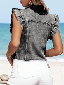 Breezaya Women Denim Vest Jacket, Sleeveless, Fashion Suitable For Summer - Light Grey - View 2