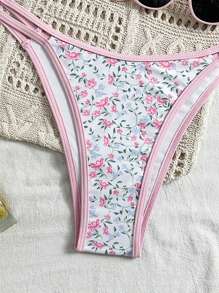 Swim Mod Women Vacation Sexy Tight Printed Double Strap Elegant Casual Two Pieces Beach Swimsuit For Summer - Multicolor - View 4