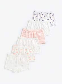 6 PCS Young Girl Cute Cartoon Cat Stripe Print Panties, 4 Seasons Summer Clothes - Multicolor - View 2