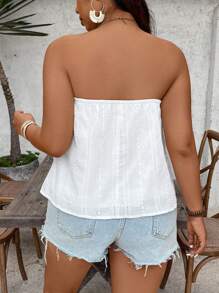 SHEIN VCAY Plus Size Women Solid Color Casual Top, Suitable For Summer - White - View 2