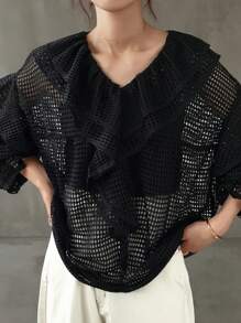 FRIFUL Blusa holgada con volantes para mujer talla grande, blusas de verano lindas, ropa de verano