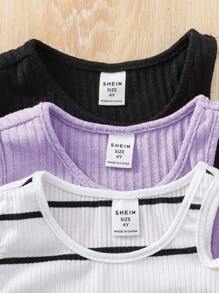 SHEIN Buy 1 Get 2 Young Girl Casual Minimalist Fashion Tank Tops - Purple - View 6