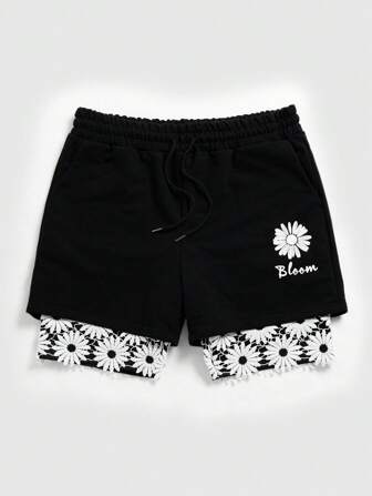 Street Life Shorts décontractés avec bordure brodée pour hommes, convenant pour le printemps/été