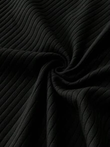SHEIN 孕妇休闲纯色侧开衩吊带背心和短裤两件套，夏季 - 黑色 - 查看 6