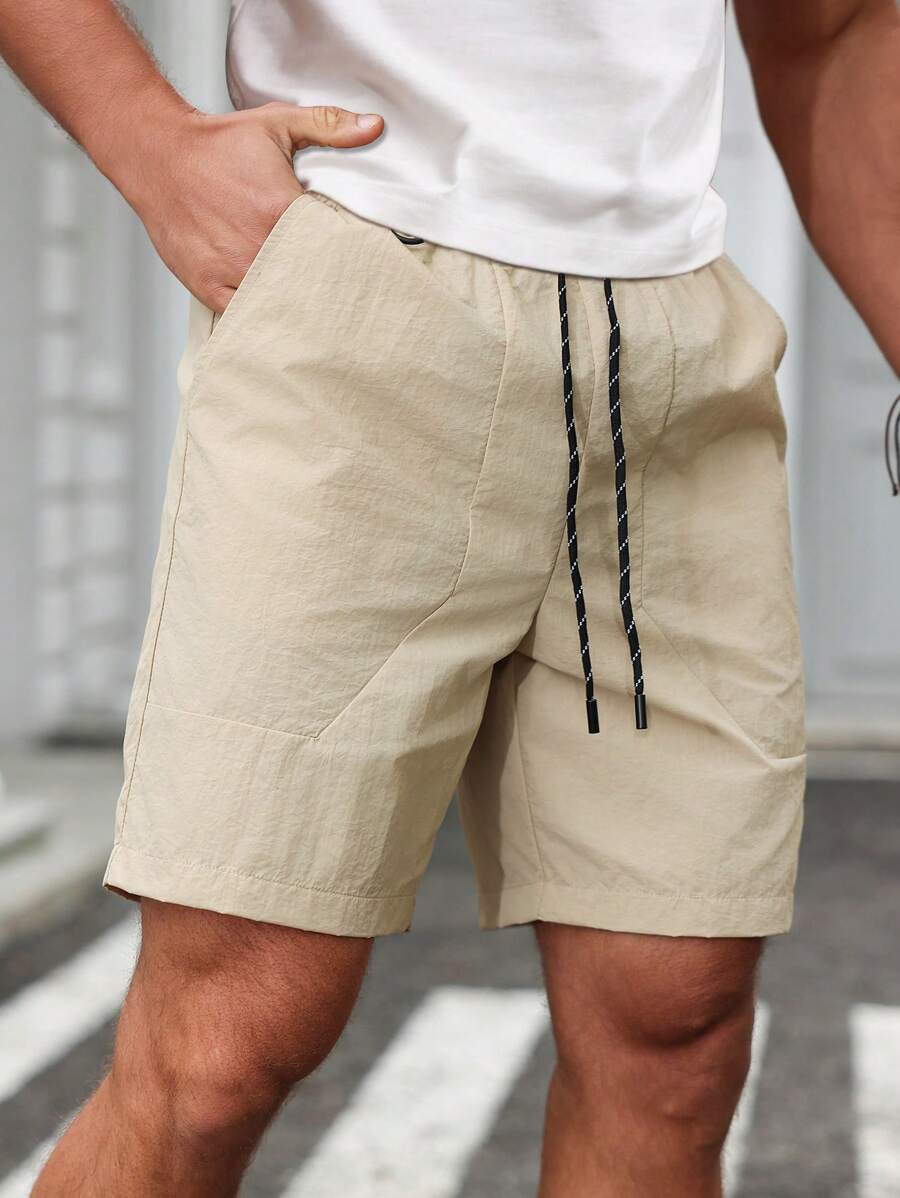 Manfinity Homme Men's Summer Casual Drawstring Waist Cargo Shorts - Khaki - View 1