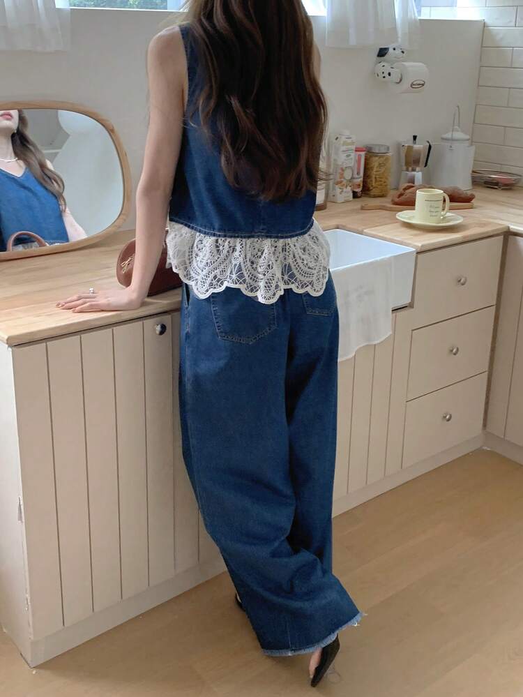 Women Denim Two Pieces Outfits Set