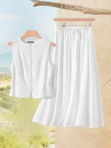 Rusticease 女士日常两件套服装 - 白色 - 查看 8