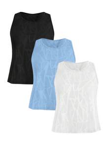 Easithlete Minimalist Solid Color Jacquard Racerback Sports Athletic Tank Top - Multicolor - View 3