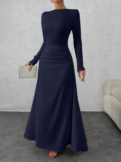 EURMUSE Pastel Blue Sleeve Detailed Blue Dress Gown