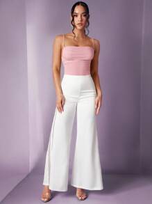 Silquee 女士纯色无袖吊带背心，夏季时尚 - 藕粉色 - 查看 4