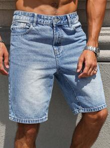 Manfinity Homme Shorts en jean délavé d'été pour hommes
