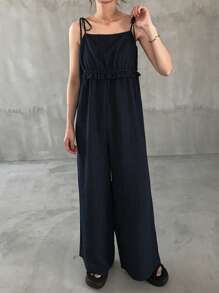 FRIFUL Mono holgado casual de mujer con cordones y volantes, para verano