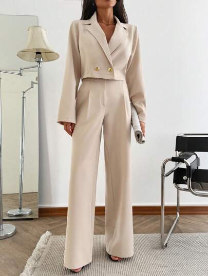 EURMUSE Damskie Jednokolorowe Dwuczęściowe Stroje Marynarka I Spodnie Zestawy