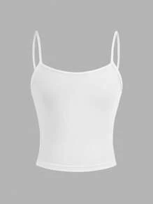 3pcs/Set Tween Girl Versatile Solid Color Spaghetti Strap Camisole Tops - White - View 9