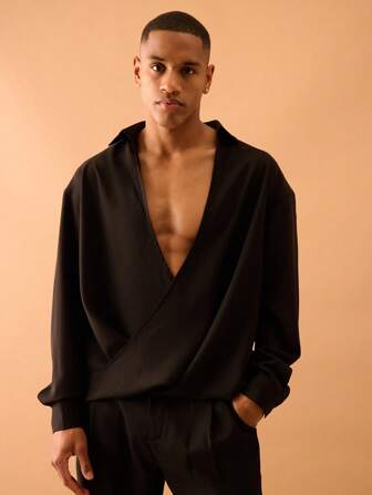 SHEIN X Scheana Musero Draped Chiffon Like Long Sleeve Shirt Only Summer Smart Streetstyle Vacation