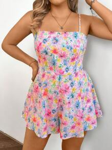 SHEIN VCAY Tuta con bretelle larghe e taglie comode, tutina estiva elegante