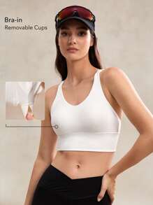 OutZeal Áo ngực thể thao nữ, áo tập gym, áo thấm mồ hôi, áo nâng đỡ thấp, dây chéo lưng, áo năng động. - trắng - Xem 2