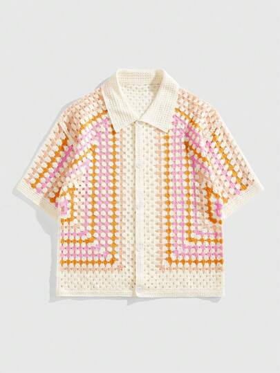 Street Life Men's Water Soluble Cardigan Vacation Knit Top