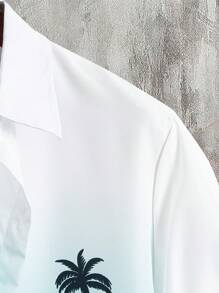 Manfinity Chillmode 2pcs Men Short Sleeve Shirt And Shorts Set, Fashionable For Summer Men Beach Clothes Set Beach Outfit For Men, Vacation - Mint Blue - View 3