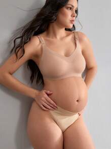 SHEIN BloomMama Maternity Seamless Nursing Bra, Solid Color