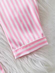 3pcs/Set Baby Girl Solid Striped Print Short Sleeve Top And Pants Set, For Spring/Summer