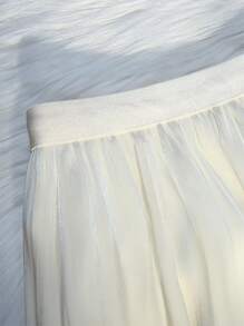 Franclia 闪亮优雅长款女士半身裙 - 白色 - 查看 3