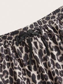 SHEIN PETITE CURVE Plus Size 2pcs/Set Plus Size Women Leopard Print & Black Sweatpants, Spring/Summer - Multicolor - View 7