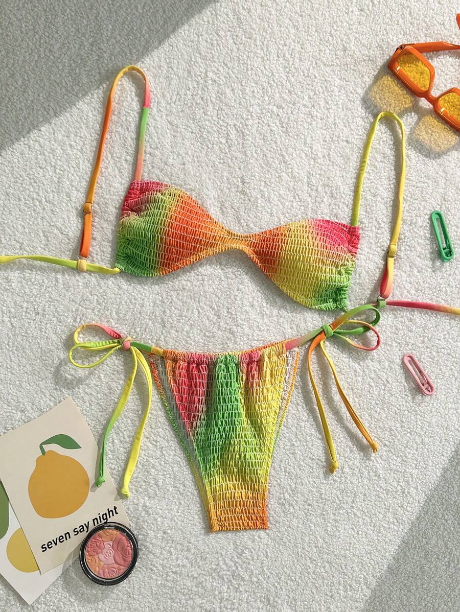 Swim Mod Women's Casual Beach Party Colorful Printed Bikini Two Pieces Swimsuit - Multicolor - View 1