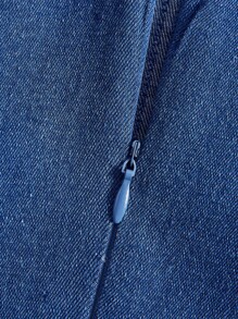 SHEIN ICON Abito in denim casual estivo con fiocco decorativo, senza maniche, aderente, per taglie forti