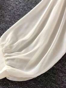 Plus Size Women's Summer Thin Lantern Sleeve Tie-Front Kimono Cardigan Winter Fall Autumn - Apricot - View 5