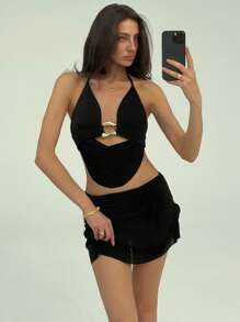 Aloruh Women Two Pieces Outfits For Daily Wear - Black - View 1