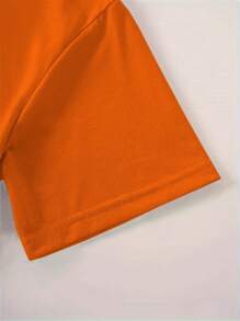 INAWLY Women Floral Print Short Sleeve Round Neck T-Shirt, Comfortable And Versatile - Orange - View 4