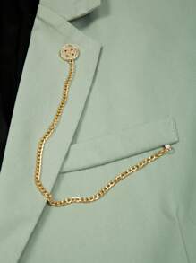 Calvornis 男士纯色翻领长袖西装外套和裤子商务套装 - 綠色 - 查看 7