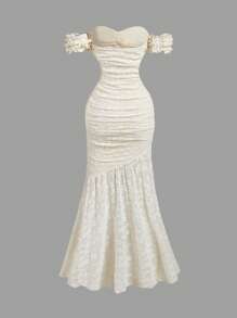 SHEIN MOD Solid Color Elegant Bodycon Mermaid Dress, Graduation Gown,Women Birthday Outfit, Women Casual Dress, Woman's Summer Dress,Honeymoon Outfits Woman,Graduation Dress,Wedding Guest Dress Women,Vacation Outfits Woman,Flowy Dress,Party Dress - Apricot - View 2