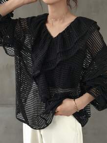 FRIFUL Blusa holgada con volantes para mujer talla grande, blusas de verano lindas, ropa de verano
